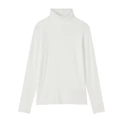 T-shirt à col roulé transparent à manches longues en mélange de lyocell pour femme