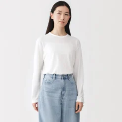 T-shirt à manches longues en jersey torsadé pour femme