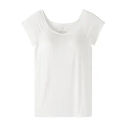 T-shirt brassière lisse en mélange lyocell à mancherons pour femme