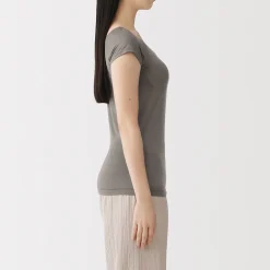 T-shirt brassière lisse en mélange lyocell à mancherons pour femme