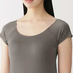 T-shirt brassière lisse en mélange lyocell à mancherons pour femme