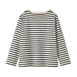 T‐shirt en coton épais manches longues col bateau pour femme