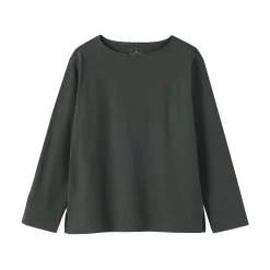 T‐shirt en coton épais manches longues col bateau pour femme