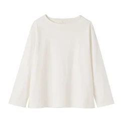 T‐shirt en coton épais manches longues col bateau pour femme