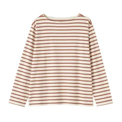 T‐shirt en coton épais manches longues col bateau pour femme