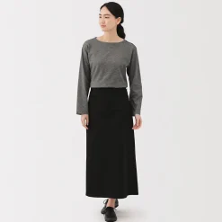 T‐shirt en coton épais manches longues col bateau pour femme