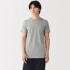 T-shirt en coton recyclé sans coutures latérales à col rond - lot de 2, pour homme