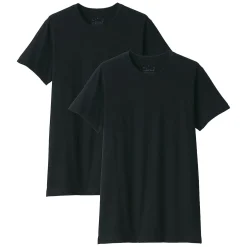 T-shirt en coton sans coutures latérales à col rond - lot de 2, pour homme