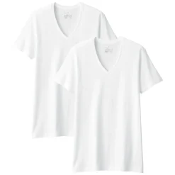 T-shirt en coton sans coutures latérales à col en V - lot de 2, pour homme