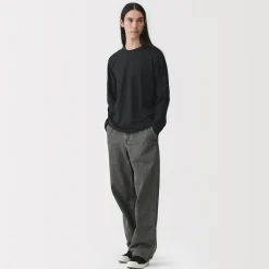 T‐shirt en jersey de coton lavé manches longues pour homme