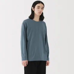 T‐shirt en jersey de coton lavé manches longues pour homme