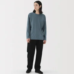 T‐shirt en jersey de coton lavé manches longues pour homme