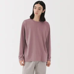 T‐shirt en jersey de coton lavé manches longues pour homme