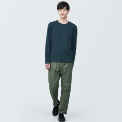 T‐shirt en jersey de coton lavé manches longues pour homme