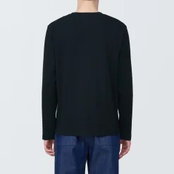 T‐shirt en jersey de coton lavé manches longues pour homme