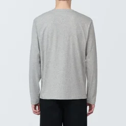 T‐shirt en jersey de coton lavé manches longues pour homme