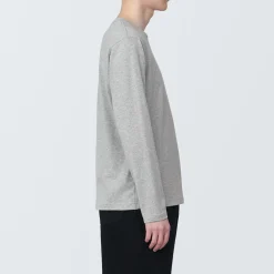 T‐shirt en jersey de coton lavé manches longues pour homme