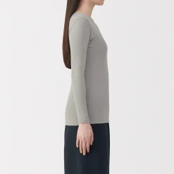 T‐shirt manches longues col rond en coton chaud pour femme