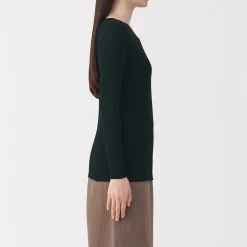 T‐shirt manches longues col rond en coton chaud pour femme