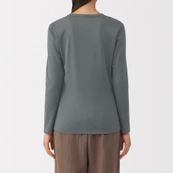 T‐shirt manches longues col rond en coton épais et chaud pour femme