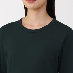 T‐shirt manches longues col rond en coton épais et chaud pour femme