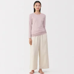 T‐shirt manches longues col rond en coton épais et chaud pour femme