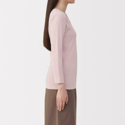 T‐shirt manches longues col U en coton épais et chaud pour femme