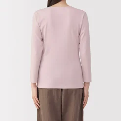 T‐shirt manches longues col U en coton épais et chaud pour femme