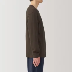 T‐shirt manches longues col rond en coton et laine chauds pour homme