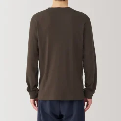 T‐shirt manches longues col rond en coton et laine chauds pour homme