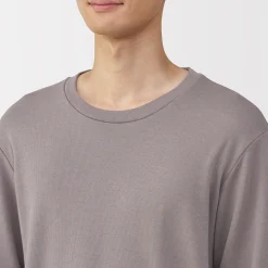 T‐shirt manches longues col rond en coton et laine chauds pour homme