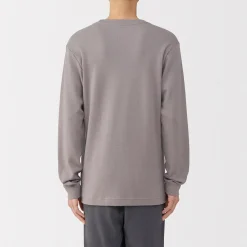 T‐shirt manches longues col rond en coton et laine chauds pour homme