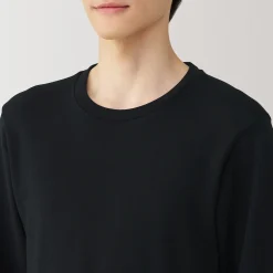 T‐shirt manches longues col rond en coton et laine chauds pour homme