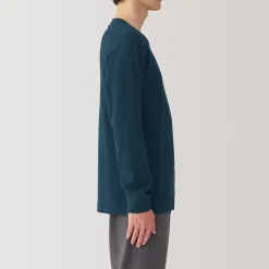 T‐shirt manches longues col rond en coton et laine chauds pour homme