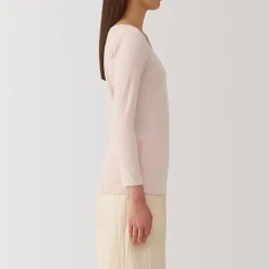 T‐shirt manches longues col U en coton chaud pour femme