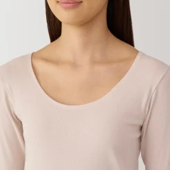 T‐shirt manches longues col U en coton chaud pour femme