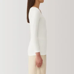 T‐shirt manches longues col U en coton chaud pour femme