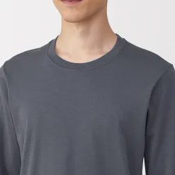 T‐shirt manches longues col U en coton épais et chaud pour homme