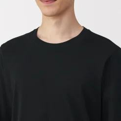 T‐shirt manches longues col U en coton épais et chaud pour homme