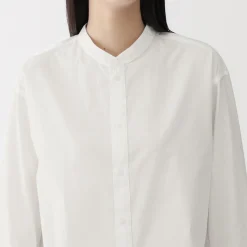 Tunique à col montant en popeline de coton biologique pour femme