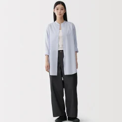 Tunique à col montant en popeline de coton biologique pour femme