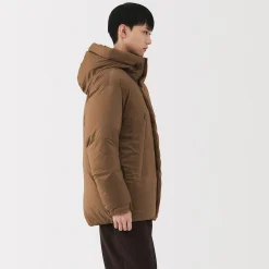Veste à capuche en duvet pour homme – Marron moka