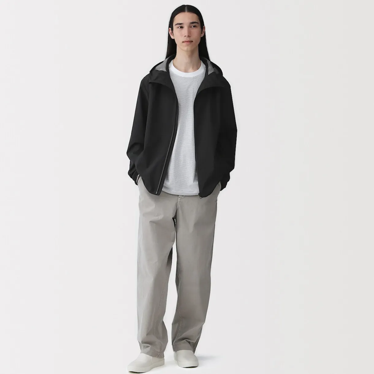 Veste à capuche en polyester déperlante pour homme