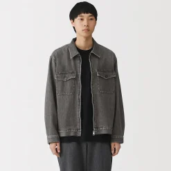 Veste à poches denim en kapok mélangé pour homme