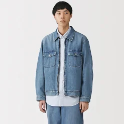 Veste à poches denim en kapok mélangé pour homme
