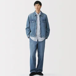Veste à poches denim en kapok mélangé pour homme