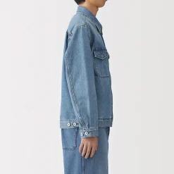 Veste à poches denim en kapok mélangé pour homme