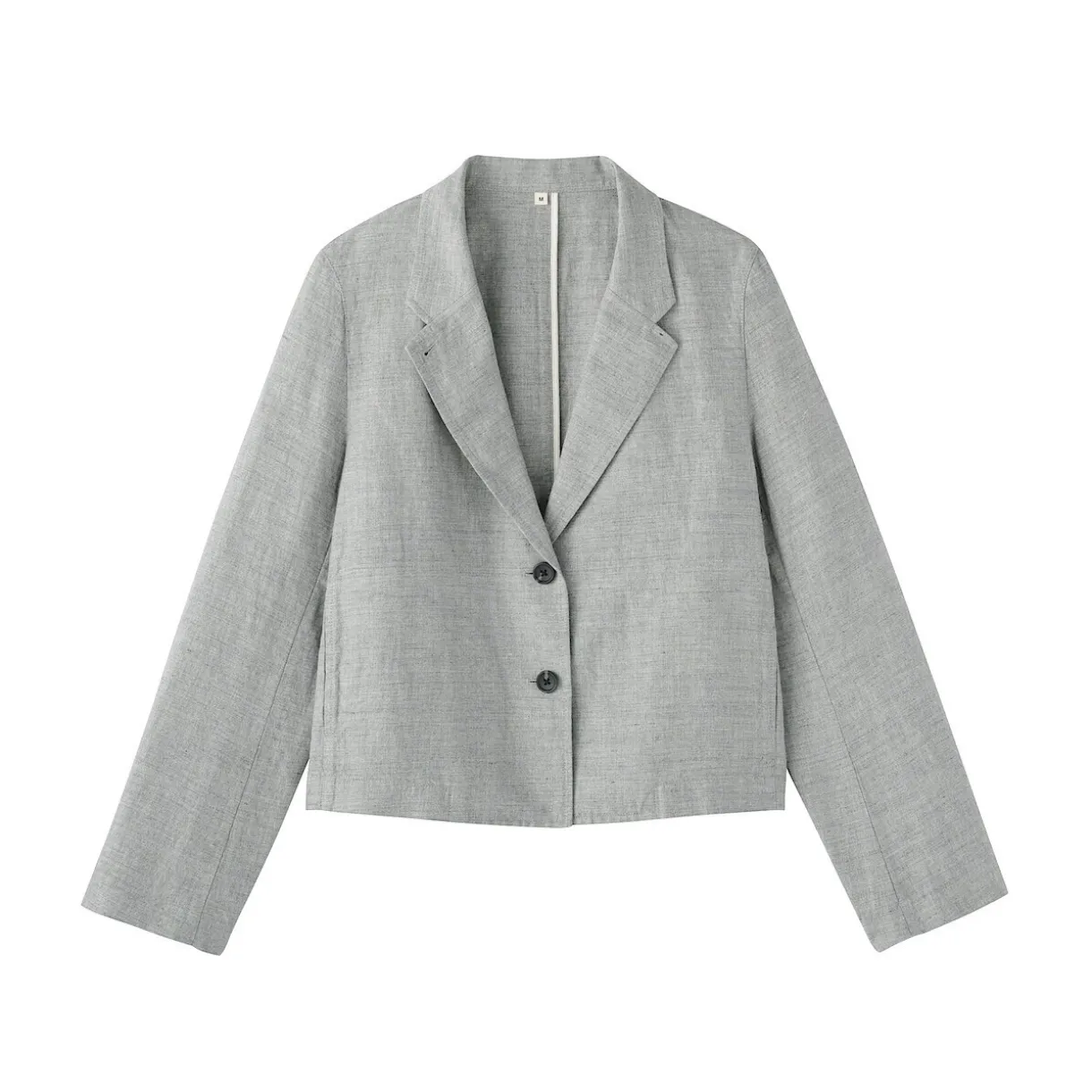 Veste courte à chevrons en mélange de lin pour femme