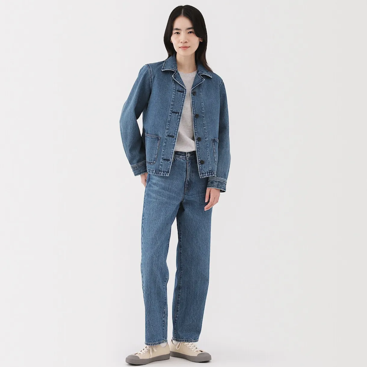 Veste de travail en denim mélangé kapok pour femme