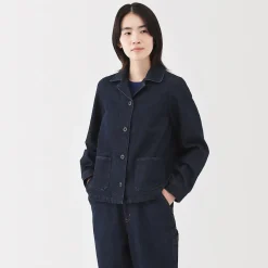 Veste de travail en denim mélangé kapok pour femme